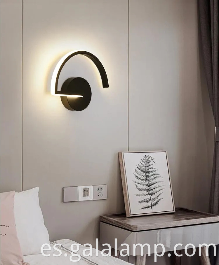 Lámpara de pared LED negra moderna y elegante para uso interior y exterior